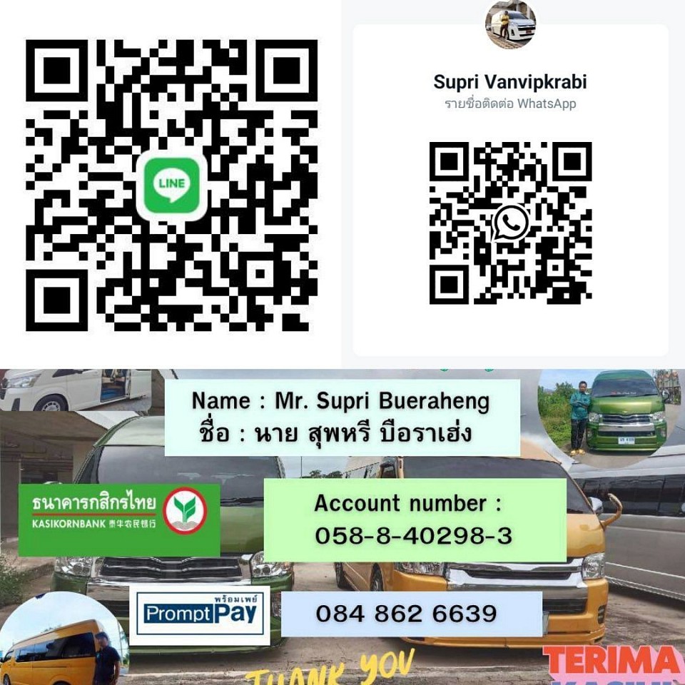 Van saws krabi Phuket Hatyai Bolehbercakap melayu One day Trip krabi Transfer krabi Airport